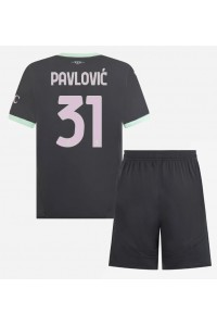 AC Milan Strahinja Pavlovic #31 Jalkapallovaatteet Lasten Kolmas peliasu 2024-25 Lyhythihainen (+ Lyhyet housut)